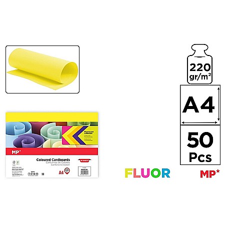 Hartie si carton colorate - CARTON COLOR IPB A4 220GR 50/SET GALBEN NEON PN485-50