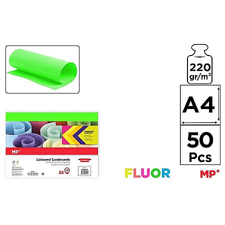 RECHIZITE SCOLARE IPB - CARTON COLOR IPB A4 220GR 50/SET VERDE NEON PN486-50