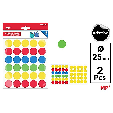 Etichete autoadezive - BULINE ADEZIVE IPB 25MM 2 COLI/SET 4 CULORI PN125-32