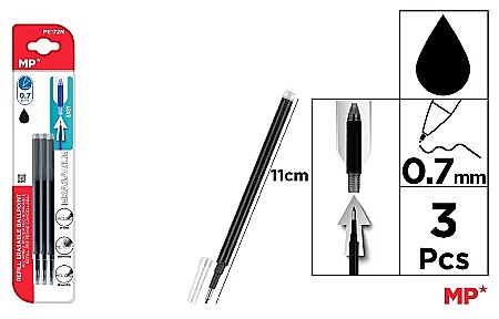 INSTRUMENTE DE SCRIS - MINA TERMICA PIX IPB 0.7MM 3/SET NEGRU PE172N