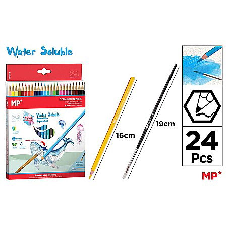 Creioane Colorate Acuarelabile la Set - CREIOANE COLORATE IPB 24/SET AQUARELL + PENSULA PP809