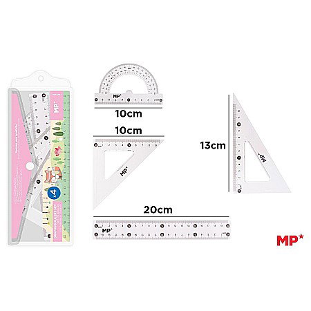 Seturi scolare - SET GEOMETRIE IPB 4 PIESE ROZ PASTEL PA147P-1