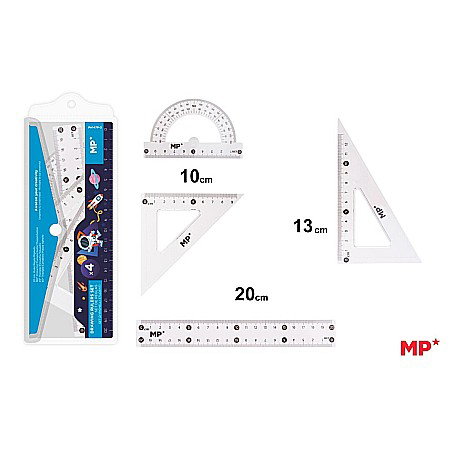 Seturi scolare - SET GEOMETRIE IPB 4 PIESE ALBASTRU PASTEL PA147P-2