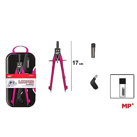 Compas scolar - COMPAS IPB PROFESIONAL 3 PIESE/SET ROZ PA118-3