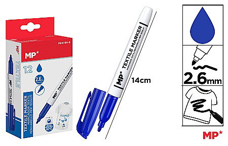 Markere textile H - MARKER TEXTILE IPB VF ROTUND 2.6MM ALBASTRU PE473A-S