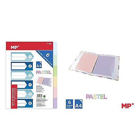 Separatoare index si separatoare biblioraft - SEPARATOARE INDEX PLASTIC IPB A4, 1-6, 6 CULORI/SET PASTEL PC119CP