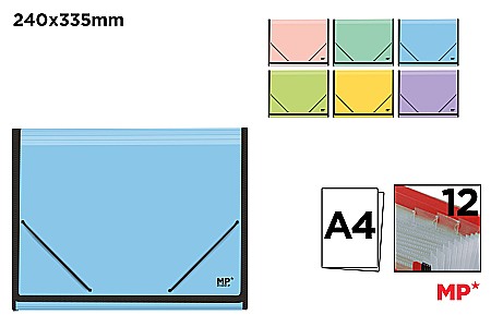 ORGANIZARE SI ARHIVARE - MAPA A4 IPB 12 COMPARTIMENTE CULORI PASTEL PC305F-P