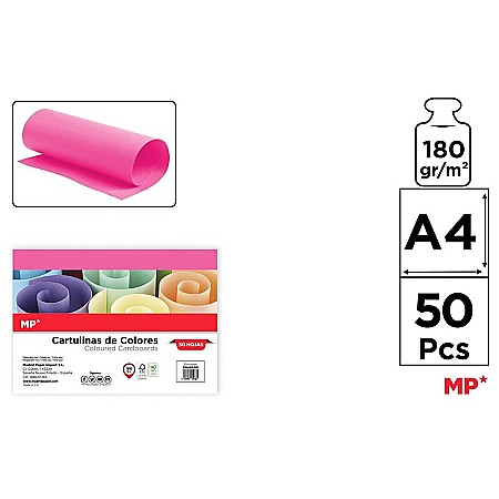 Hartie si carton colorate - CARTON COLOR IPB A4 180GR 50/SET FUCSIA PN488-50