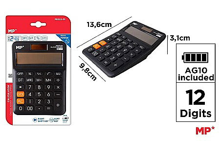 Calculatoare de birou pt studenti - CALCULATOR BIROU IPB 12DIG NEGRU PE032-01