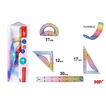 RECHIZITE SCOLARE IPB - SET GEOMETRIE IPB 4 PIESE FLEXIBIL RAINBOW PA159