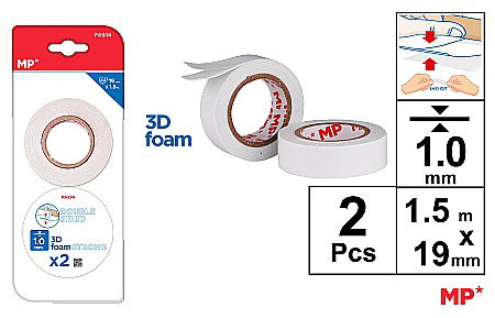Banda dublu adeziva - BANDA DUBLU ADEZIVA IPB 19MM*1.5M BURETATA 2/SET PA514