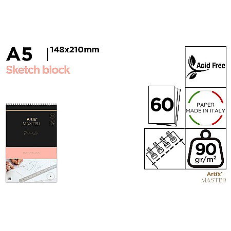 Blocuri de desen profesionale - BLOC SCHITE IPB A5 ARTIX SPIRA 60F 90GR/M2 PB1010