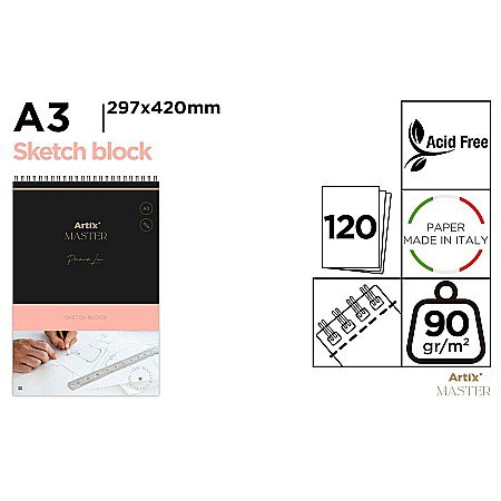 Blocuri de desen profesionale - BLOC SCHITE IPB A3 ARTIX SPIRA 120F 90GR/M2 PB1013