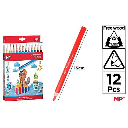 RECHIZITE SCOLARE IPB - CREIOANE COLORATE IPB TRIUNGHIULARE JUMBO 12/SET PP828