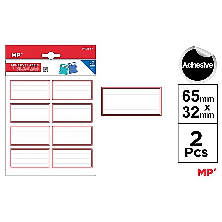 Etichete scolare - ETICHETE SCOLARE ADEZIVE IPB 2 COLI/SET ROSU PN125-87