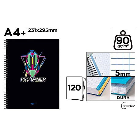 Caiete - CAIET A4+ IPB 120F SPIRA COPERTA CARTON - PRO GAMER, PATRATELE PB147-04