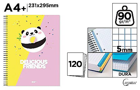 Caiete - CAIET A4+ IPB 120F SPIRA COPERTA CARTON - DELICION FRIENDS, PATRATELE PB147-07