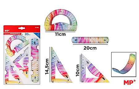 RECHIZITE SCOLARE IPB - SET GEOMETRIE IPB 4 PIESE FELEXIBIL FANTASY RAINBOW PA159P