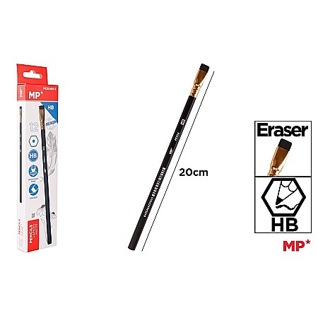 Creioane - CREION GRAFIT IPB HB CU RADIERA HEXAGONAL NEGRU PE304N-S