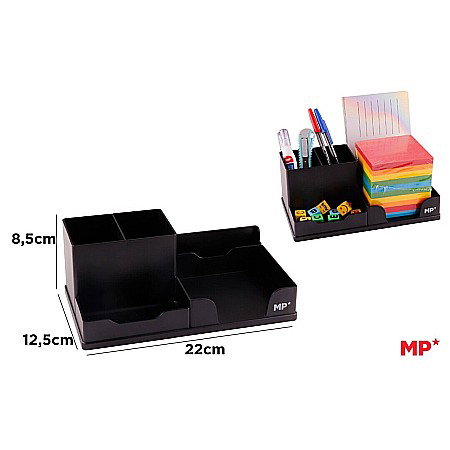 Suporturi articole de birou - SUPORT BIROU IPB 3 COMPARTIMENTE PLASTIC NEGRU PA925N
