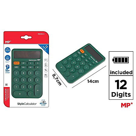 APARATURĂ ȘI PRODUSE DE BIROU - CALCULATOR STYLE IPB 12DIG VERDE INCHIS PE033-3