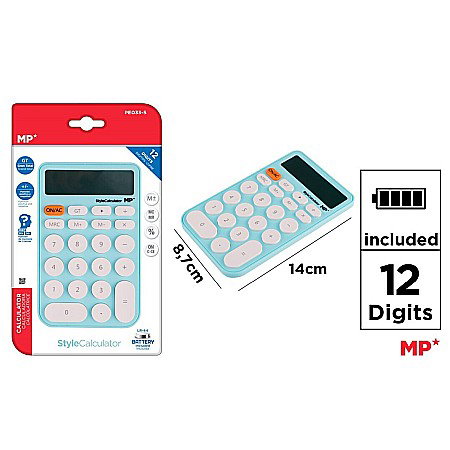 Calculatoare de birou pt studenti - CALCULATOR STYLE IPB 12DIG ALBASTRU AZUR PE033-5
