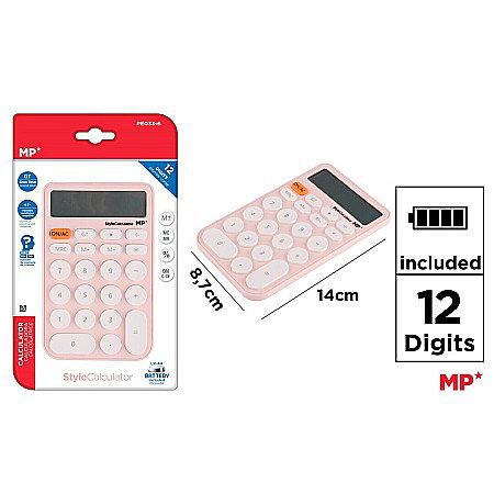 APARATURĂ ȘI PRODUSE DE BIROU - CALCULATOR STYLE IPB 12DIG ROZ PE033-6