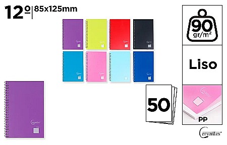 Carnetele notite copii - NOTES PP IPB 85*125MM SPIRA 50F VELIN CULORI ASORTATE PB227