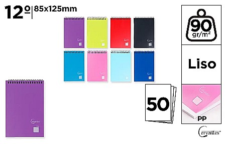 Carnetele notite copii - NOTES PP IPB 85*125MM VERTICAL SPIRA 50F VELIN CULORI ASORTATE PB228