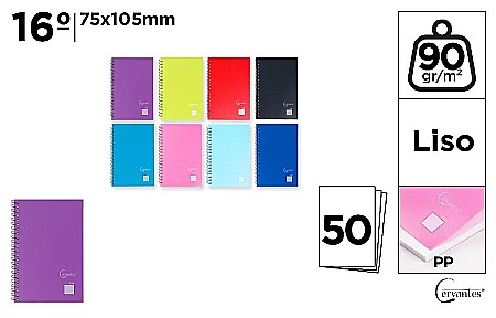 Carnetele notite copii - NOTES PP IPB 75*105MM SPIRA 50F VELIN CULORI ASORTATE PB229