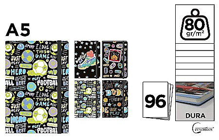 Carnetele notite copii - NOTES IPB A5 CERVANTES CU ELASTIC I LOVE THIS GAME PB829-64