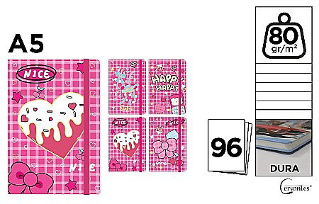 Carnetele notite copii - NOTES IPB A5 CERVANTES CU ELASTIC HAPPY PB829-68