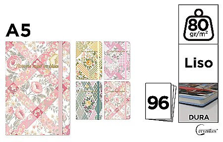 RECHIZITE SCOLARE IPB - NOTES IPB A5 CERVANTES CU ELASTIC BLOOM FLOWERS PB829-69