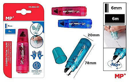 Corector fluid cu pasta corectoare - BANDA CORECTOARE IPB 6MM*6M ROTATIVA CULORI ASORTATE PA466-01