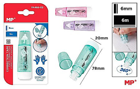 Corector fluid cu pasta corectoare - BANDA CORECTOARE IPB 6MM*6M ROTATIVA PASTEL PA466-02