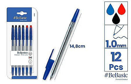 Pixuri cu gel - PIX BeBasic 1.00MM 12/SET, 3 CULORI S001