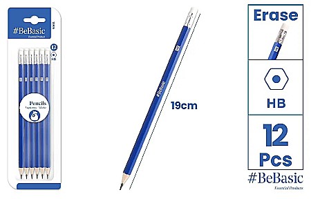 Creioane - CREION GRAFIT BeBasic HB CU RADIERA 12/SET S003
