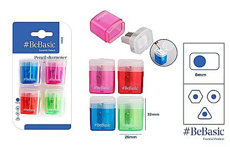 Ascutitoare copii - ASCUTITOARE SIMPLA CU CONTAINER BeBasic 4/SET CORP TRANSPARENT S021