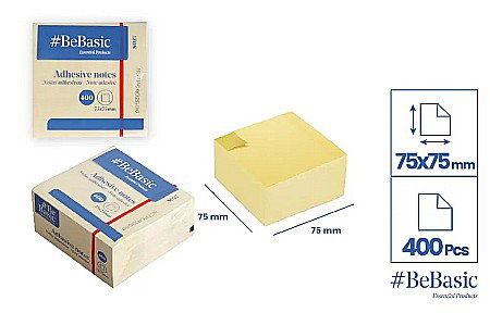 Notite autoadezive - POST IT CUB BeBasic 75*75MM 400F GALBEN PASTEL S027