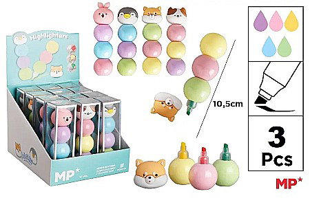 Instrumente pentru scris kids - MINI TEXTMARKER FANTASY IPB 3/SET ANIMALE PASTEL PE553-04