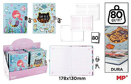 Jurnale cu cheita, lacat, magnet - JURNAL CU LACAT IPB 178*130MM 80F CERVANTES MEOW PB891-04