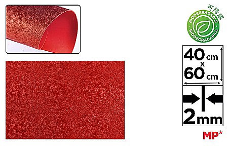 HOBBY - COALA GUMATA GLITTER IPB 40*60CM BIODEGRADABILA ROSU PN595-09