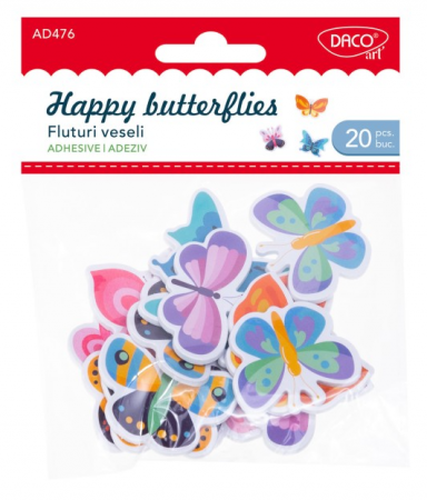 Decoratiuni Moosgummi - ADA MOOSGUMMI DACO FLUTURI VESELI  20/SET AD476