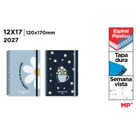 Agende 2027 - Agenda 12x17 2027 Spirala Elastic Datata Saptamanal AG27-09
