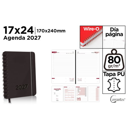 AGENDE, CALENDARE, PLANNERE - Agenda 17x24 B5 2027 Spira Elastic Datata Zilnic CE27-44-1