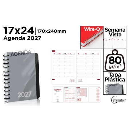 AGENDE, CALENDARE, PLANNERE - Agenda 17x24 B5 2027 Spirala Datata Saptamanal Plastic Negru CE27-47-1