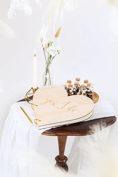 Guest Book Nuntă Inimă Lemn 26.5x25cm 40 File KG9 [5]