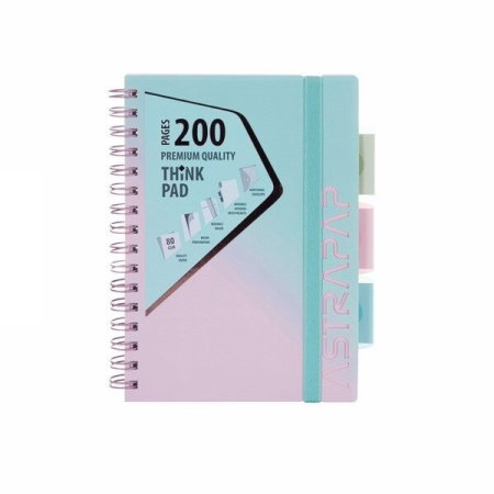 RECHIZITE SCOLARE IPB - CAIET A5 PP SPIRA 200F CU ELASTIC, RIGLA SI 4 SEPARATOARE, PASTEL PATRATELE 107023004