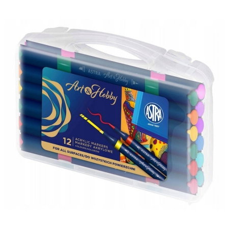 Markere creative 2 capete - AS MARKERE ACRILICE 2 CAPETE 2-5MM 12 CULORI/SET ART&HOBBY 207025002