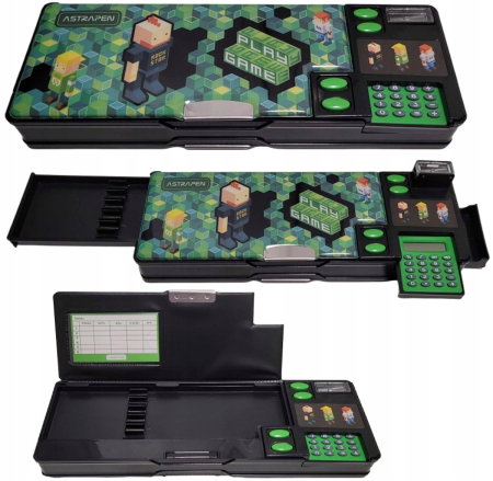 Penare, Etuiuri, Necessaire - PENAR CU CALCULATOR, NEECHIPAT, 2 COMPARTIMENTE PIXEL - GAME ON 503024903